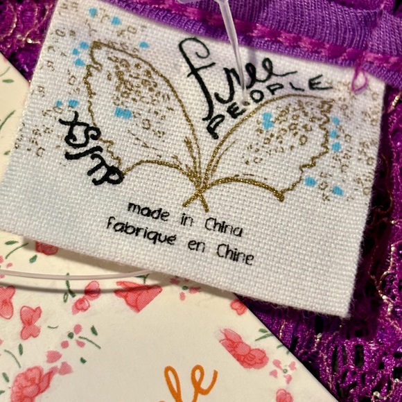 ⭐️Free People Rhinestone Whimsy Strappy Lace Camisole in Violet XS⭐️NWT RARE - Picture 6 of 10